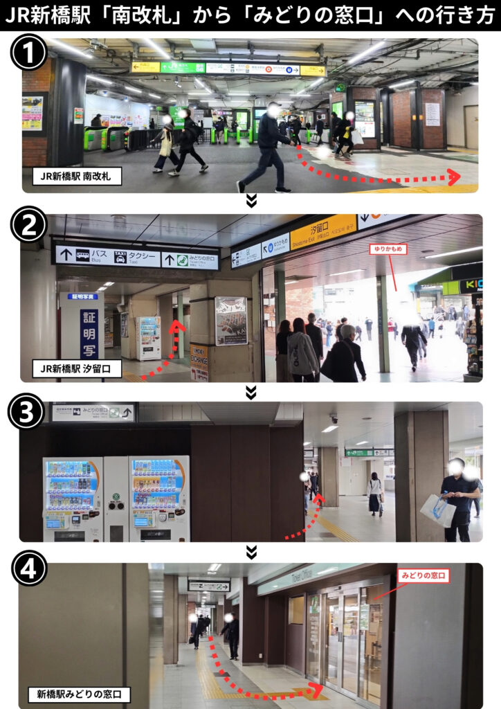 JR新橋駅南改札からみどりの窓口への行き方
