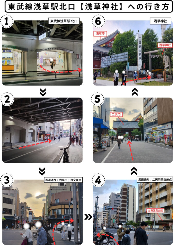 東武線浅草駅北口から浅草神社への行き方