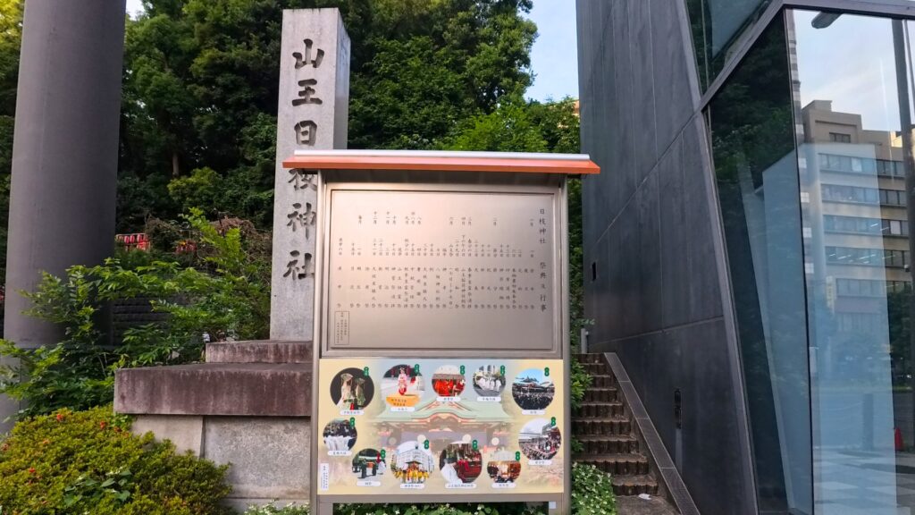 日枝神社:年間行事の案内板
