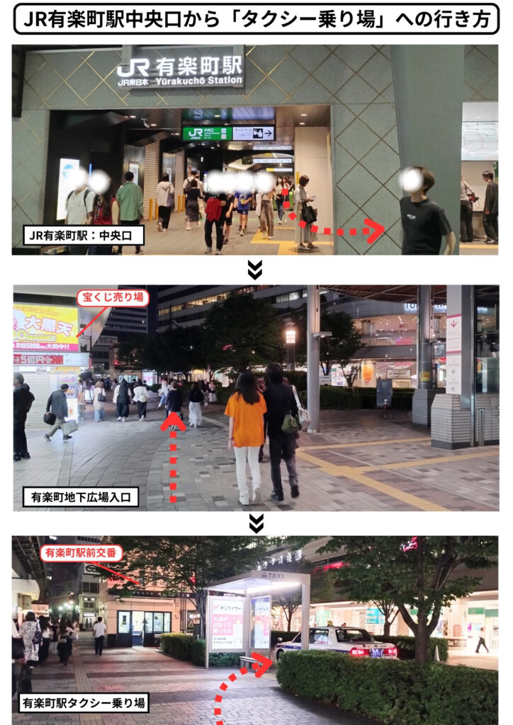 JR有楽町駅中央口からタクシー乗り場へのアクセス方法