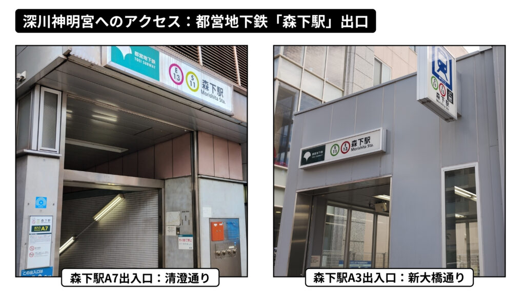 深川神明宮に近い森下駅の出口