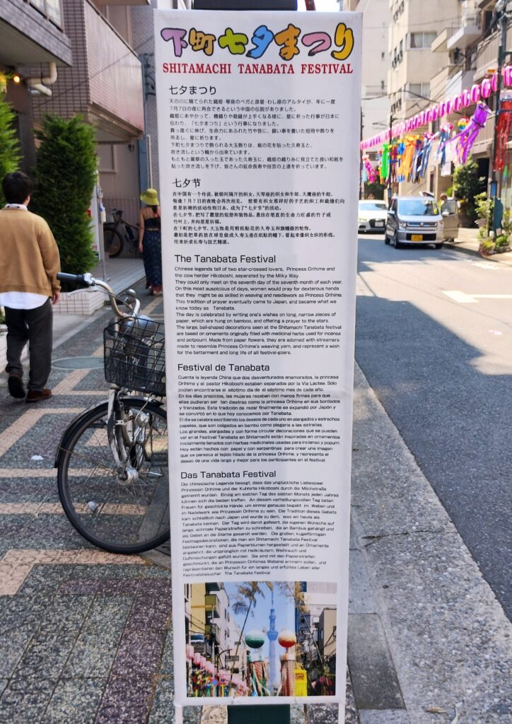 下町七夕まつりの案内板：かっぱ橋本通り