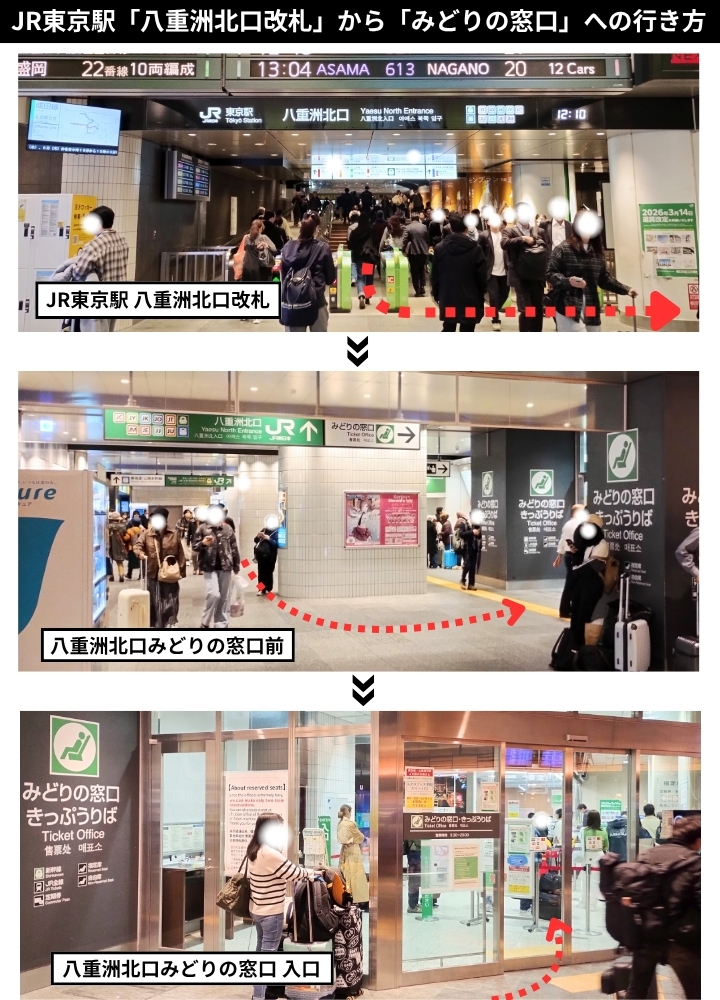 JR東京駅八重洲北口改札からみどりの窓口への行き方